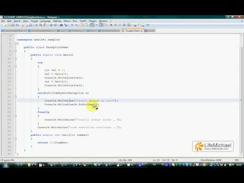 C# Simple Demo for Try & Catch Statements