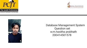 Java Institute | Database Management System Question Set 05