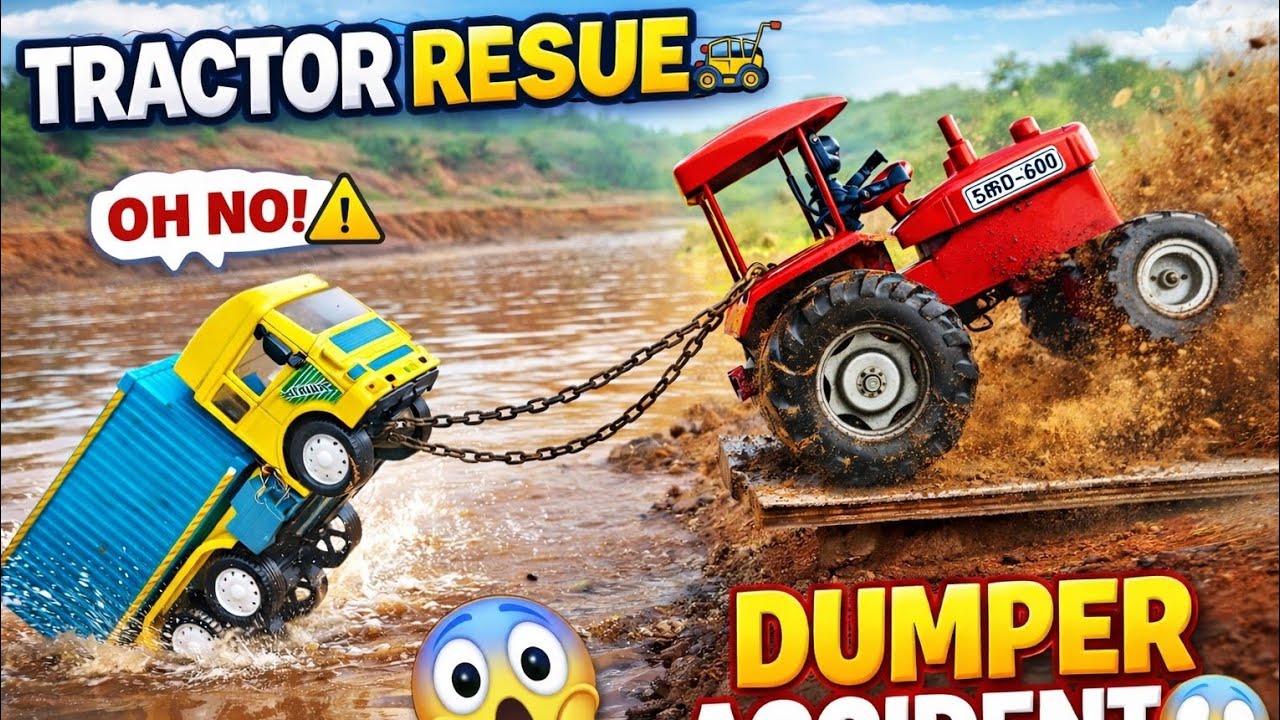 🚜 Tractor Rescue Dumper Accident 😱 | Heavy Vehicle Kids Story!!