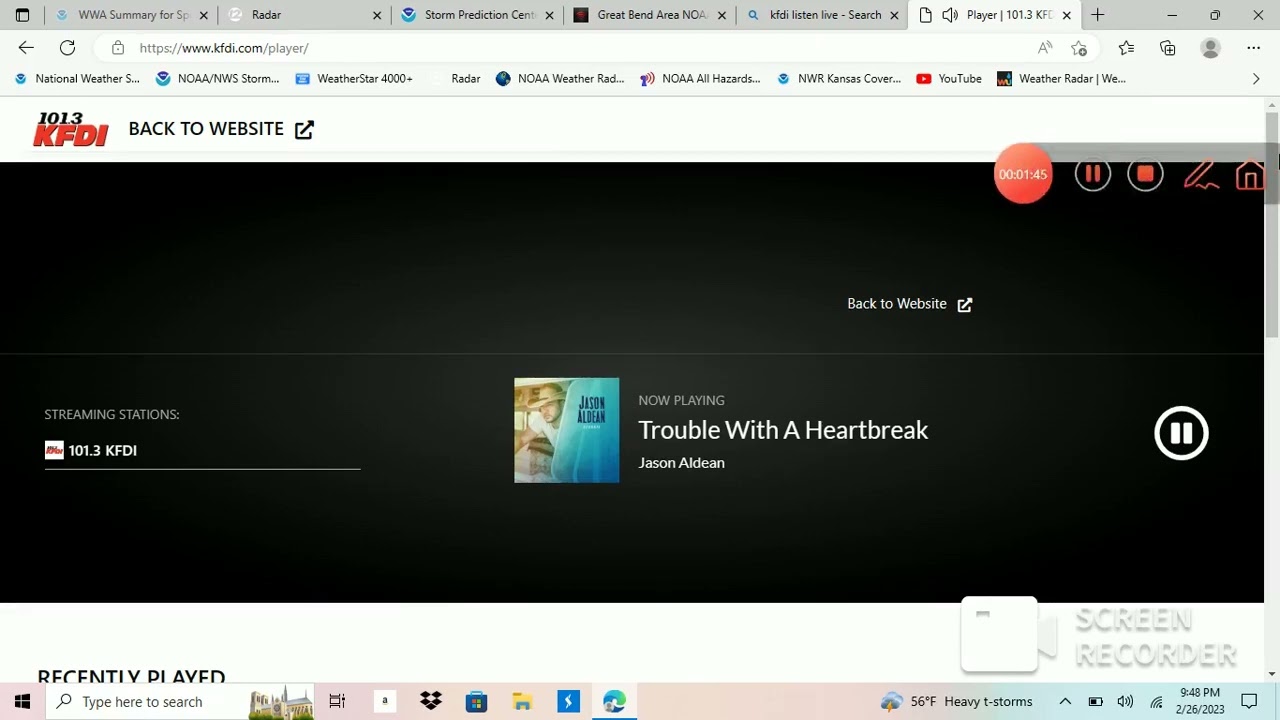 tornado warning on KFDI 101.3 Wichita Kansas  storm Team 12 ross Janssen