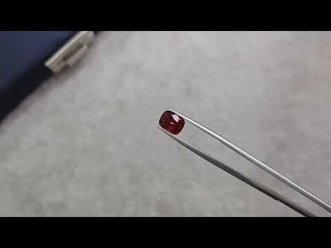 Vivid red spinel 2.64 carats in cushion cut, Tanzania Video  № 2