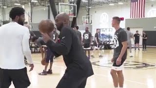 KOBE BRYANT TEACHES HIS SIGNATURE MOVES TO KYRIE IRVING IN MAMBA PRO CAMP