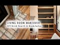 Living Room Makeover Ep2 *DIY BRICK HEARTH &amp; BOOKSHELVES* | XO, MaCenna