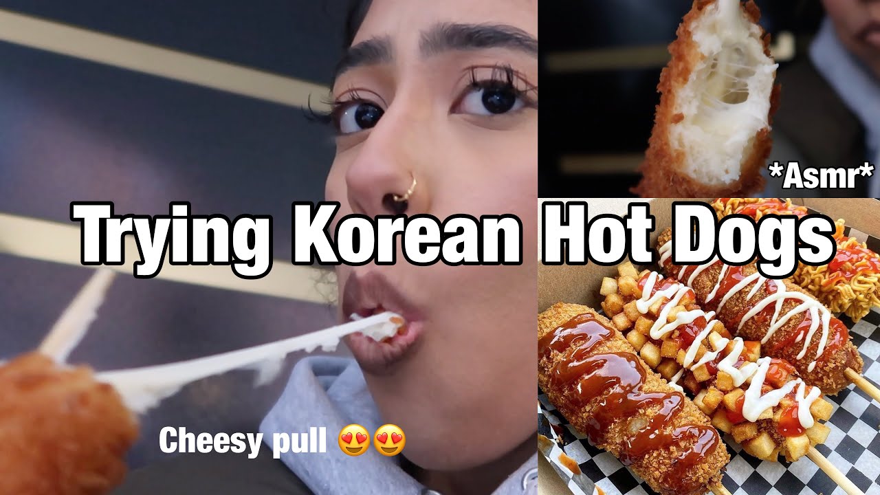 trying cheesy korean hot dogs in nyc 🌭ohk dog vlog YouTube