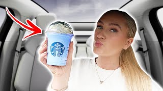 TRYING THE NEW BLUE STARBUCKS DRINK!! *Drive With Me*