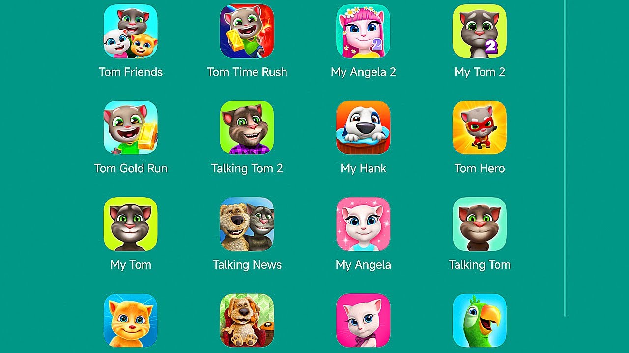 My Talking Tom & Friends/Time Rush/My Talking Angela 2/My Tom 2/Gold Run/Talking Tom 2/Talking News