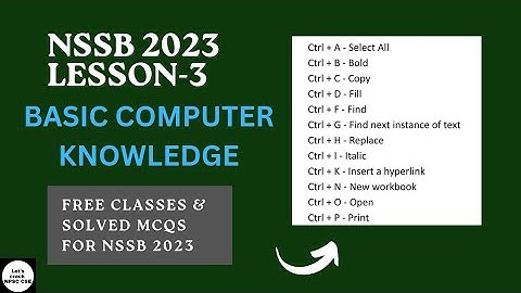 NSSB 2023 Basic Computer Knowledge Lesson- 3 |  Free Classes & Solved MCQs