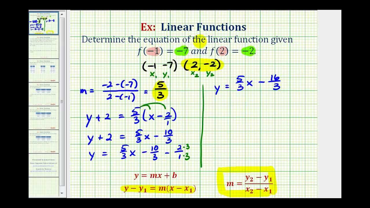 Ex: Find the Linear Function Given Two Function Values in Function Notation