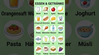 🍔 Learn German Food &amp; Drinks in 1 Minute | A1 Vocabulary (Essen &amp; Getränke)