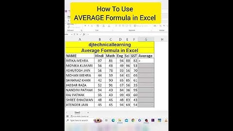 AVERAGE Formula in Excel    How To Use Average Function in Excel   #average