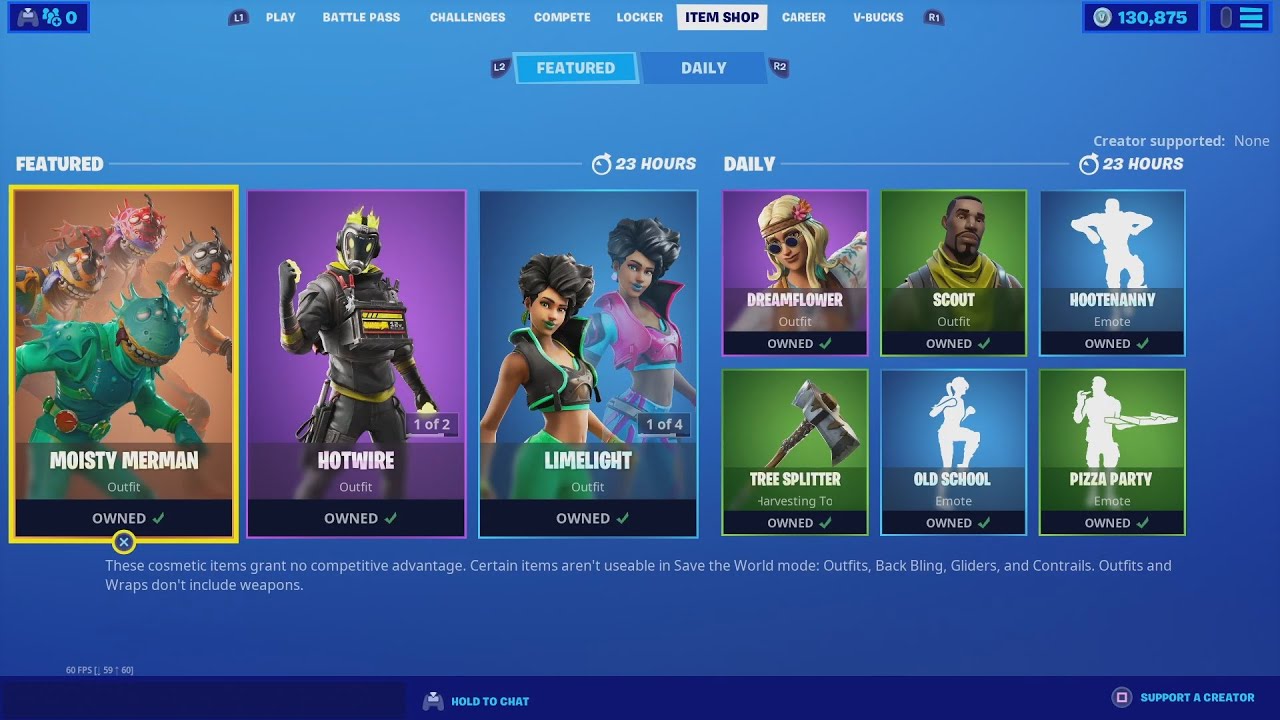 Spending 0 V Bucks On The Item Shop Today Because I Own Everything