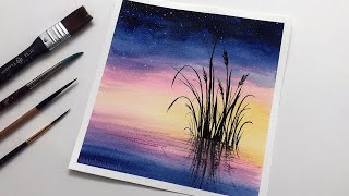 Magical Sunset | Watercolor Painting Step by Step | Easy Abstract Watercolor Painting