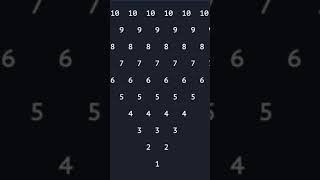 #Shorts🔥 Java Program Print Numbers Series 1 to 10 In Triangle Shape 🔻.
