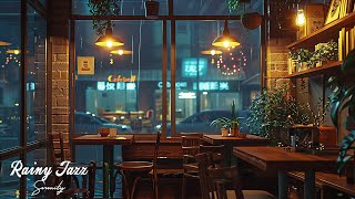 Jazz Piano Music at Rainy Night in a Coffee - Relaxing Jazz Music for Sleep, Study, and Work