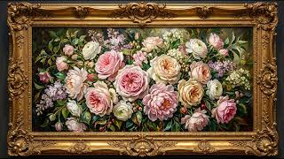 4K Luxury Frame TV Art - Best Selling Baroque Dark Roses | 4HR Gold Framed Vintage Tableau Ambiance screenshot 3