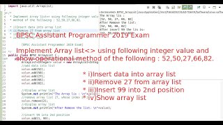 BPSC Assistant Programmer 2019 Exam.Implement Array list using following integer value. screenshot 5