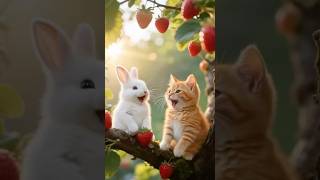 Bunny & Kitten’s Sweetest Strawberry Day! 🍓🐰🐱