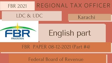 fbr karachi paper English part 8-12-2021|| FBR karachi UDC PART 4| FBR TEST KARACHI ENGLISH PORTION|