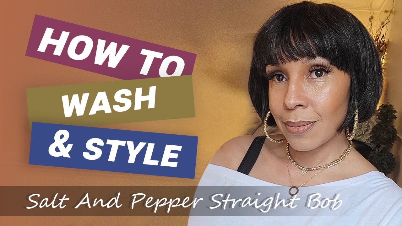 How To Wash & Style Salt And Pepper Straight Bob | Soul Lady Wigs