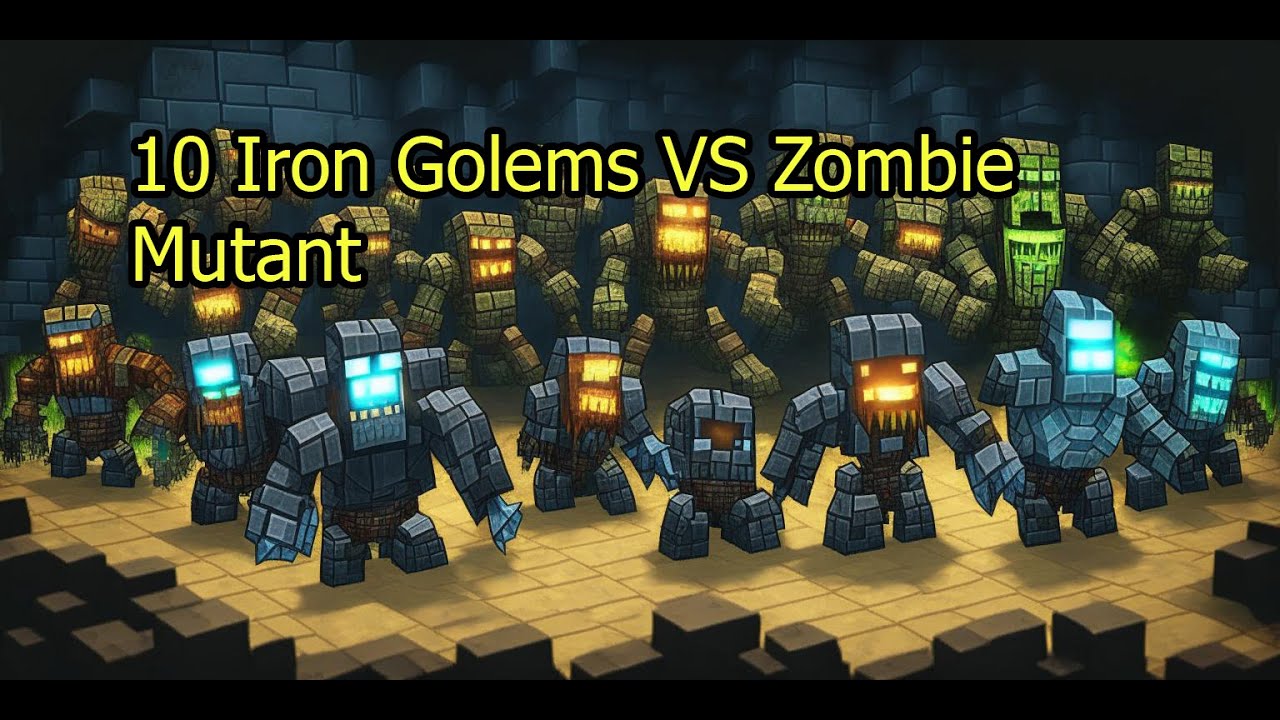 10 Iron Golems VS Zombie Mutant YouTube