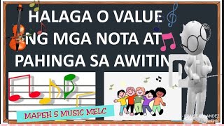 MAPEH 5 MUSIC MELC 1st Quarter. Aralin 2: HALAGA O VALUE NG MGA NOTA AT PAHINGA SA AWITIN MAPEH 5 MUSIC MELC 1st Quarter. Aralin 2: HALAGA O VALUE NG MGA NOTA AT PAHINGA SA AWITIN
