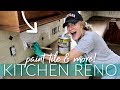 CHEAP KITCHEN RENO! 💙 BEST way to paint tile (it WORKS!!!)