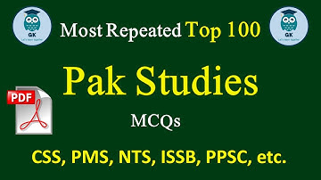 Top 100 Most Repeated Pak Studies Mcqs | General Knowledge about Pakistan |  FPSC NTS PPSC ETEA Etc.