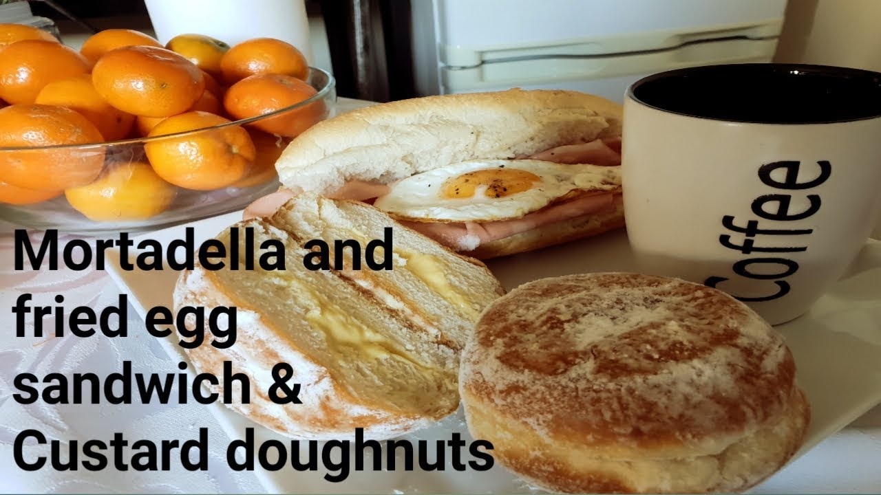 Mortadella and fried egg sandwich & Custard doughnuts YouTube