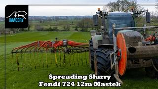 Fendt 724 Spreading Slurry with a 12m Mastek Dribble Bar | S Murry Contracts