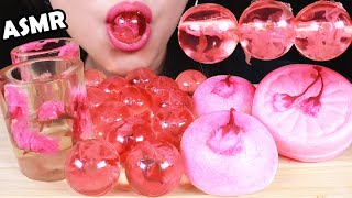 ASMR PINK FOOD EDIBLE FLOWER JELLY SHOT GLASS, MOCHI, MONAKA, 桜餅 ゼリー 大福を食べる音 젤리 먹방 咀嚼音 EATING SOUNDS screenshot 3