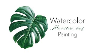 Relaxing watercolor Monstera leaf painting tutorial 🌿 Paint with me