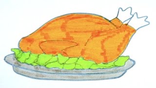 How To Draw A Thanksgiving Turkey Dinner | Thanksgiving Stuff For Kids