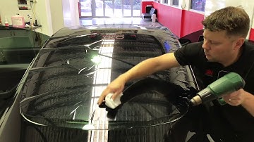 Heat Shrinking the rear window of a Tesla Model 3 Using 3M Color Stable Window Film