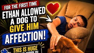 the First Time, Ethan Let a Dog Show Him Love 🥹 #fyp #autism 