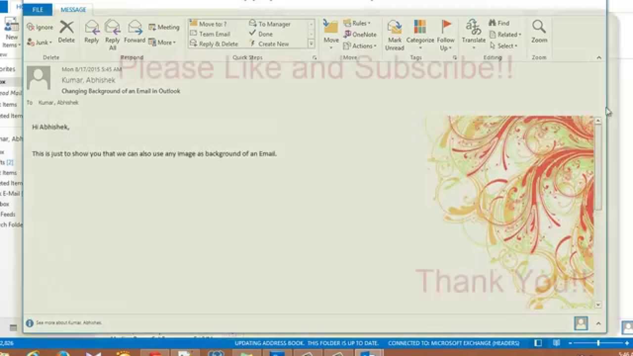Changing Background of an Email in Outlook - YouTube