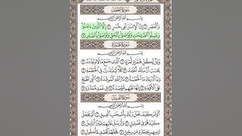 سورة العصر والهمزة والفيل ( للقارئ الشيخ علي الحذيفي )