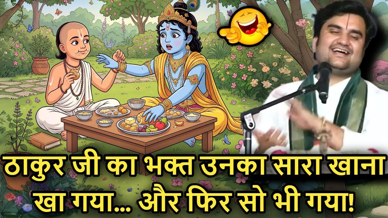🤣🍴 Thakur Ji Ka Bhakt Unka Saara 🍛 Khana Kha Gaya… 😴 Aur Phir So Bhi Gaya!