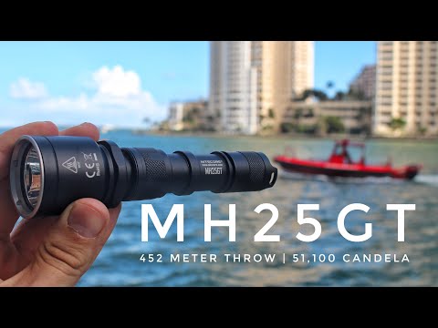 Nitecore MH25GT Review- 494 Yard Throw / 51,100 Candela! (Blinding Rifle Flashlight)