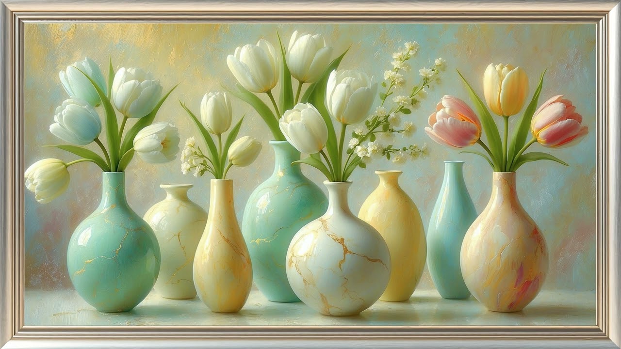 Dreamy Spring Floral Art | Elegant Tulips Décor | 4K Frame TV Art | Spring Background Ambience