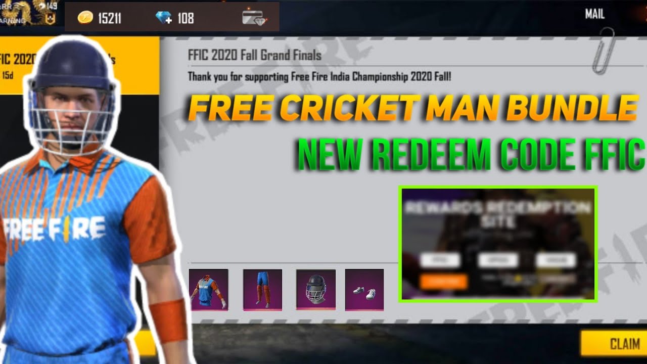 How To Get Free Cricket Man Bundle Redeem Code/Garena Free Fire// GLTG GAMING