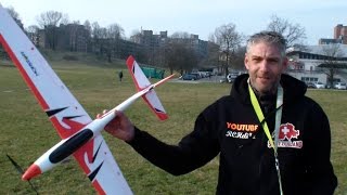 I fly my Adagio 280 BNF Basic Eflight RC Sailplane with electro Motor and AS3X System