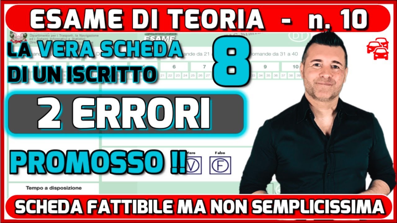 LA VERA SCHEDA D'ESAME TEORICO DELLA PATENTE DI UN ISCRITTO AL CANALE #8 - PROMOSSO CON DUE ERRORI!!