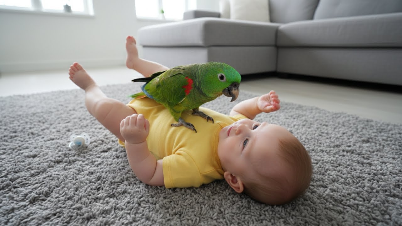 Camera Caught What Amazon Parrot Did Every Time Baby Stopped Moving – Mom Called 911 Sobbing!