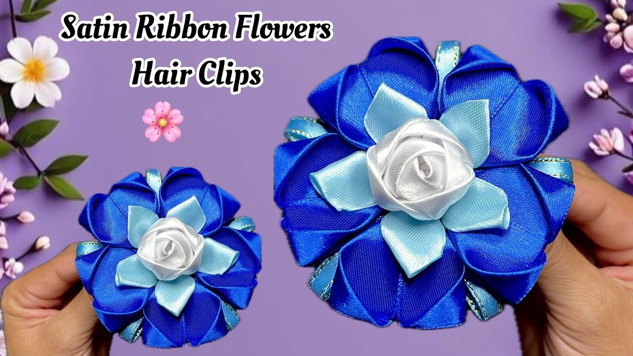 DIY: Ribbon Flowers / DIY Satin Ribbon Rose flower / How to Make