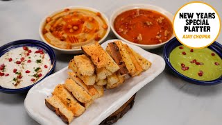 New Year Special Platter | Garlic Bread & 4 Amazing Dips | Starter Recipes | Ajay Chopra