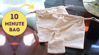 Easy drawstring bag in 10 minutes! Great for scraps ✂