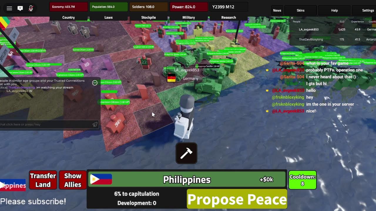 Playing some manage your own country 2 on roblox because I am bored :P