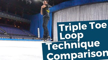 Triple toe loop technique comparison in slow motion.