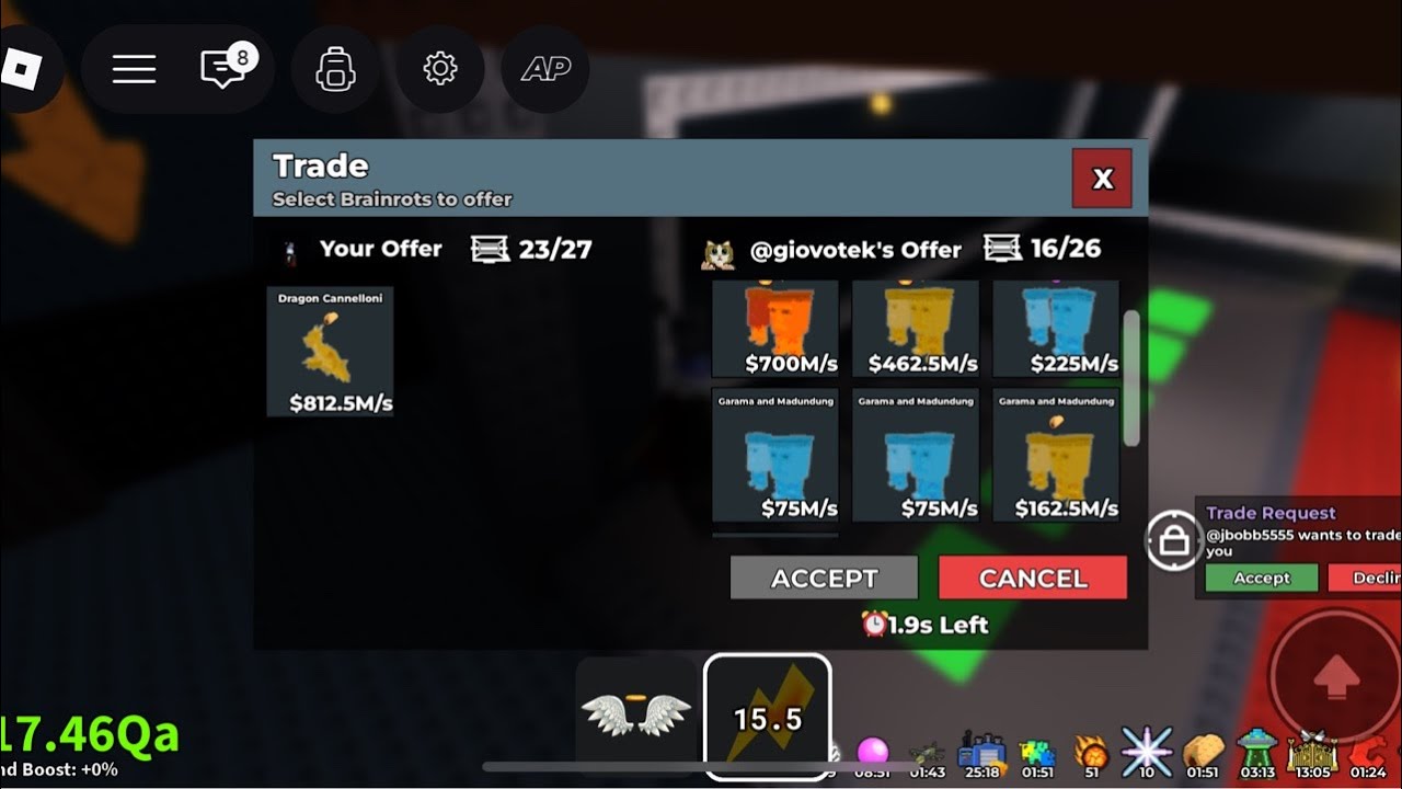 trading for good brianrots in sab username Zhiloh130 send trade Request 🤩