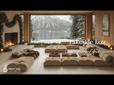 Cozy Winter Lakeside Cabin Jazz Warm Coffee Shop Ambience With Snowfall For Study Work